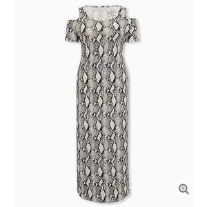 Torrid Super Soft Snake Print Cold Shoulder Dress